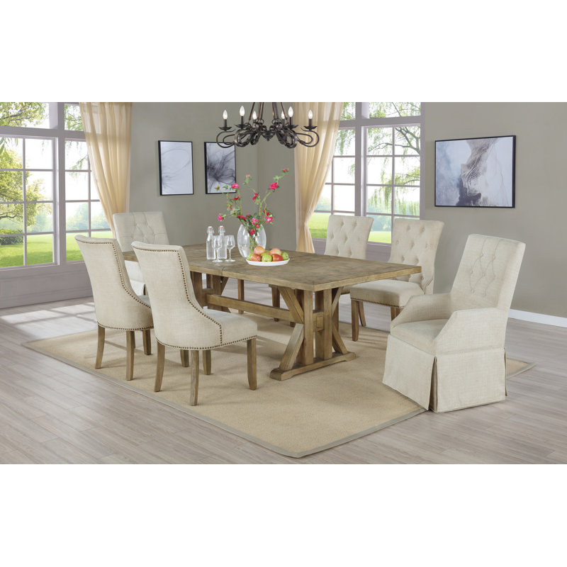 Ensemble de salle à manger extensible, Gris foncé, 7 pièces : 1 table, 6 chaises