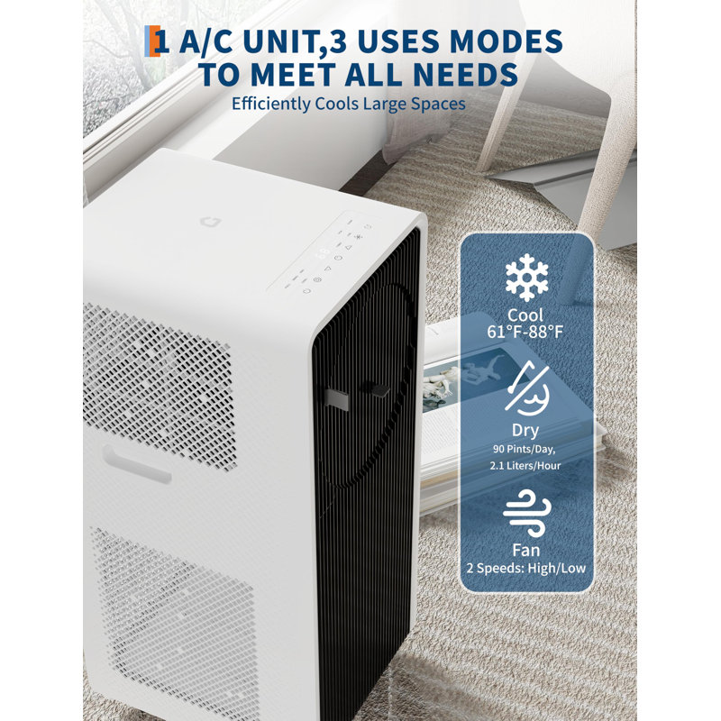 3-IN-1 Standing AC Unit with Quiet Operation & Remote Control, 14000 BTU Portable Air Conditioner Featuring Cool/Fan/Dehumidifier Modes & 24H Timer for Room or Bedroom Indoor Floor Use, Cools Up to 750 Sq.Ft