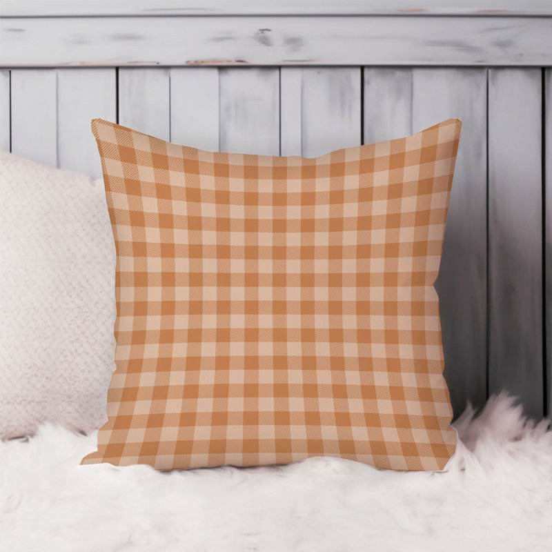 Orange Gingham Pattern VII Retro, 20"H x 20"W