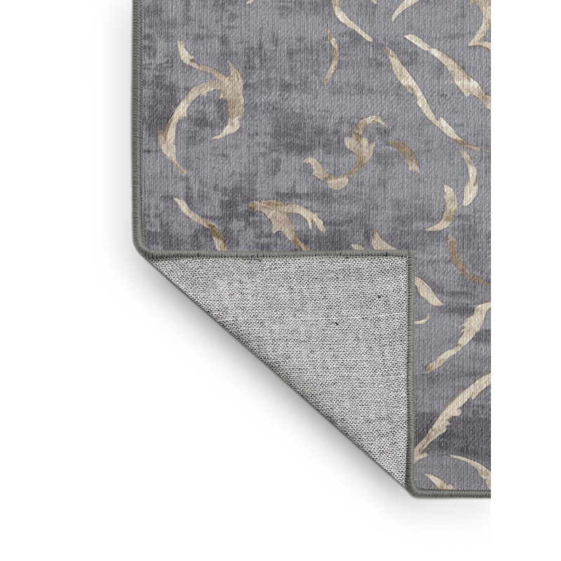 Machine Washable Gray Area Rug, Square 4'