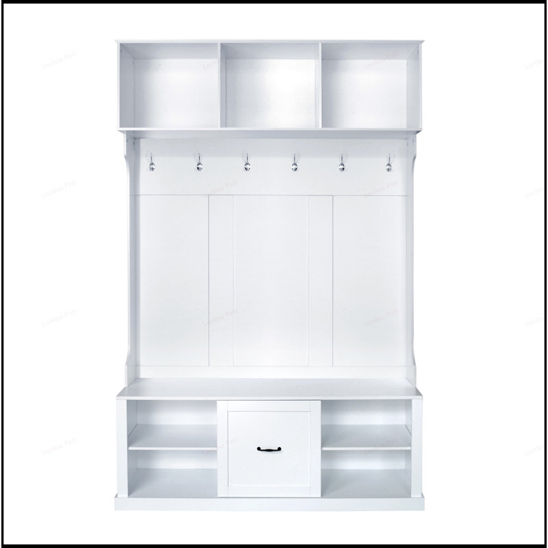 Versatile Hall Tree with Multiple Storage Options and Stylish Design, Perfect for Organized and Elegant Entryways, White