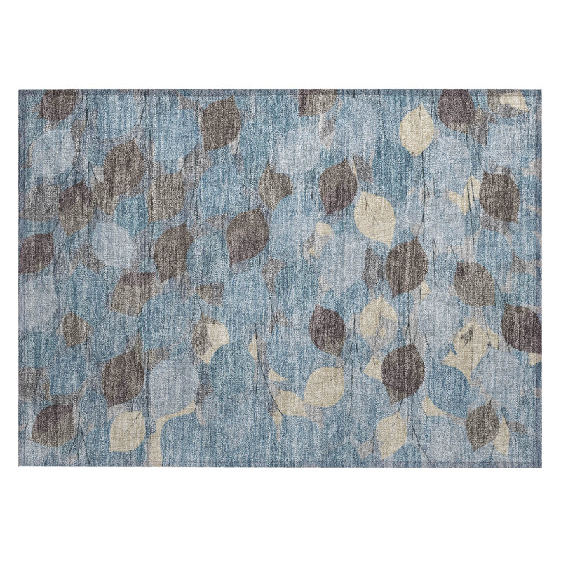 Machine Washable Indoor/Outdoor Chantille ACN2444 Floral Rug, 1'8" x 2'6", Teal