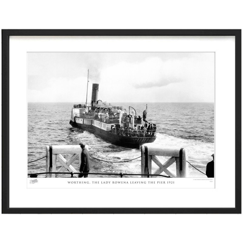 Worthing, The Lady Rowena Leaving The Pier 1921 by Francis Frith - Single Picture Frame Print, 40cm H x 50cm W x 2.3cm D