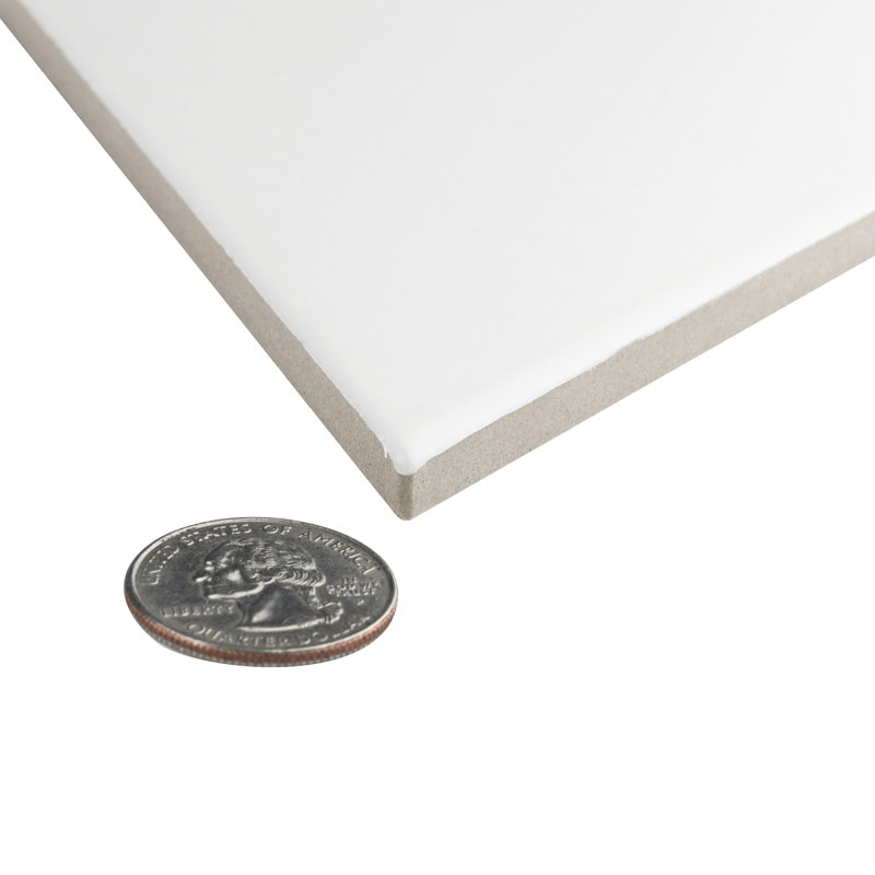 Rhombus Smooth 6" x 10" Porcelain Tile, Blanc