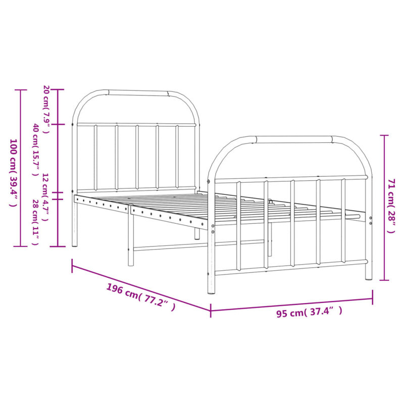 Vichy Bed, 90 x 190 cm