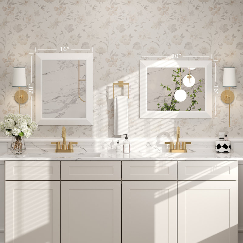 Miroir de meuble-lavabo mural Molly, 20 po x 16 po, Blanc