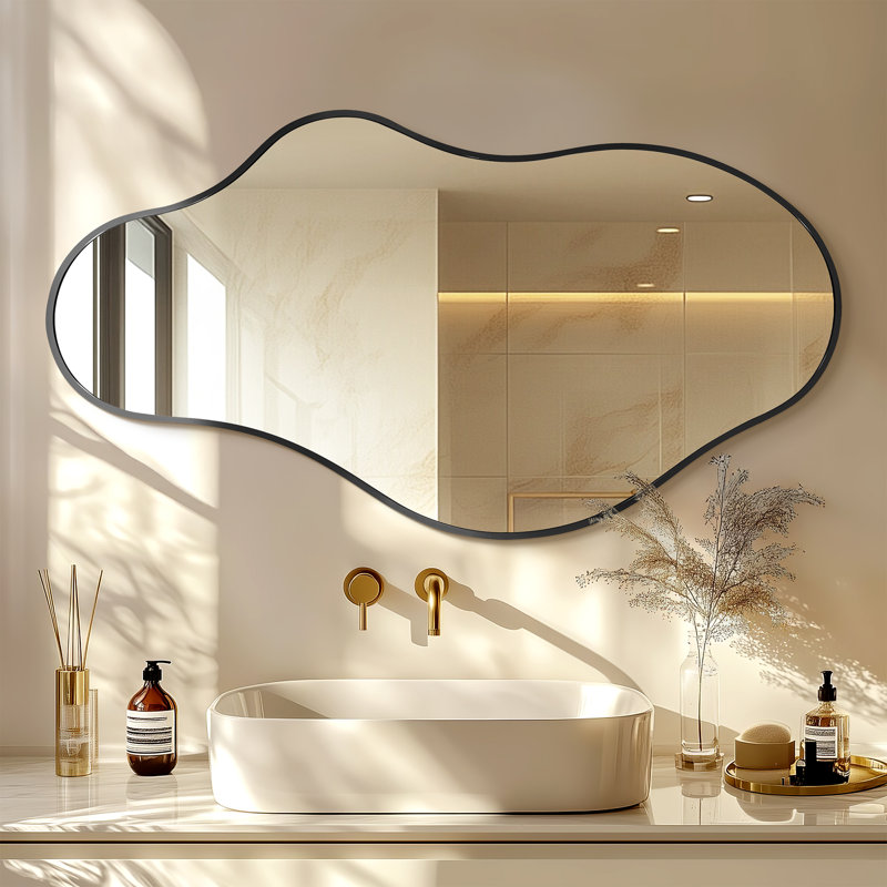 Miroir mural asymétrique, Noir, 40 po x 22 po