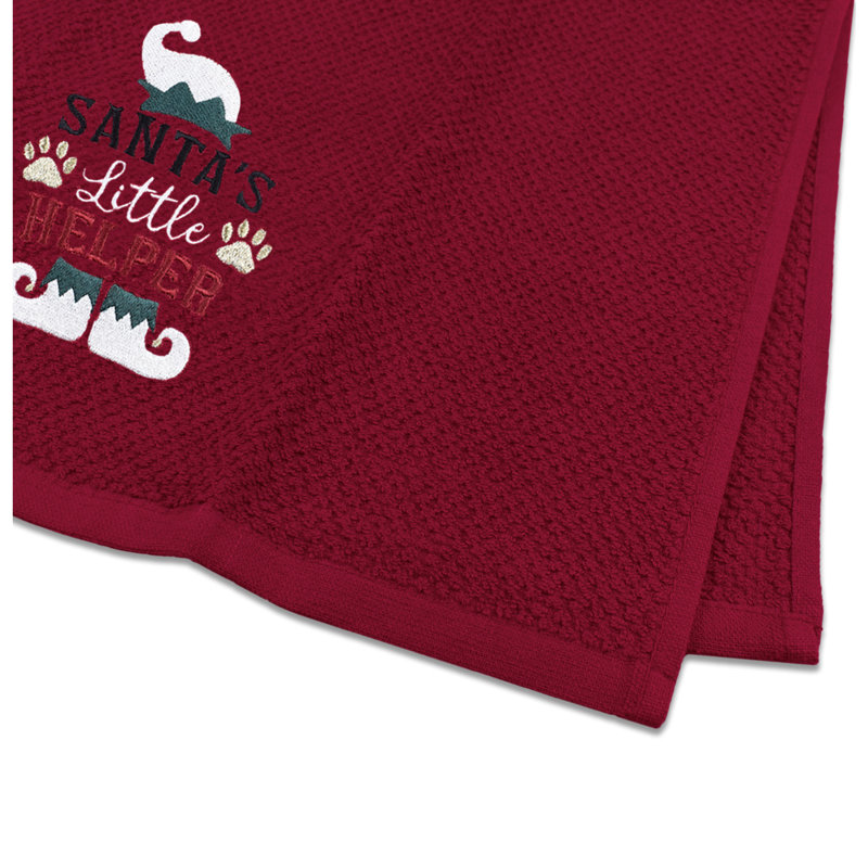 Festive Fun 3 Pack Super Absorbent Fast Drying Set Santas Helper Tea Towel, Red