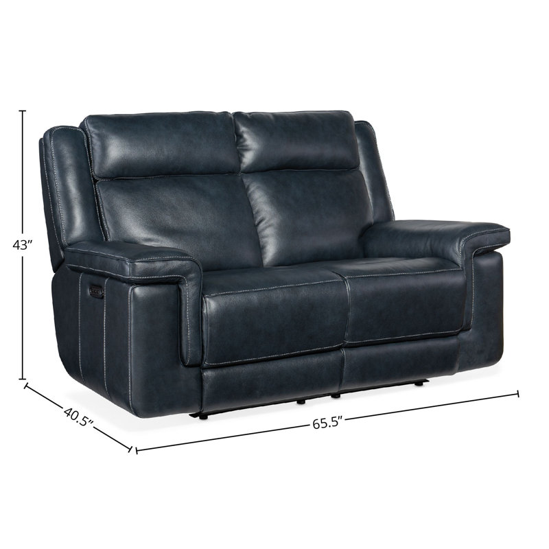 Canapé MS Lay Flat Power, Cuir véritable cosmos cobalt, H 43 po x l 65,5 po x P 40,5 po, 2