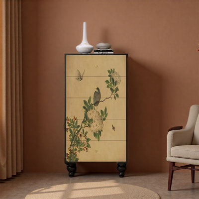 Armoire de rangement à cinq tiroirs en bois de frêne