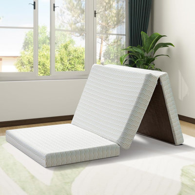 Tri-Fold 6" Gel Memory Foam Mattress, Portable Folding Murphy Bed Mattress With Removable Cover For Camping, Guest Bed & Indoor Use