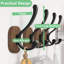 Crochets muraux pour manteaux suspendus - Paquet de 4 crochets à manteau fixés au mur, crochets en bois pour mur, crochets simples en métal Bussdis