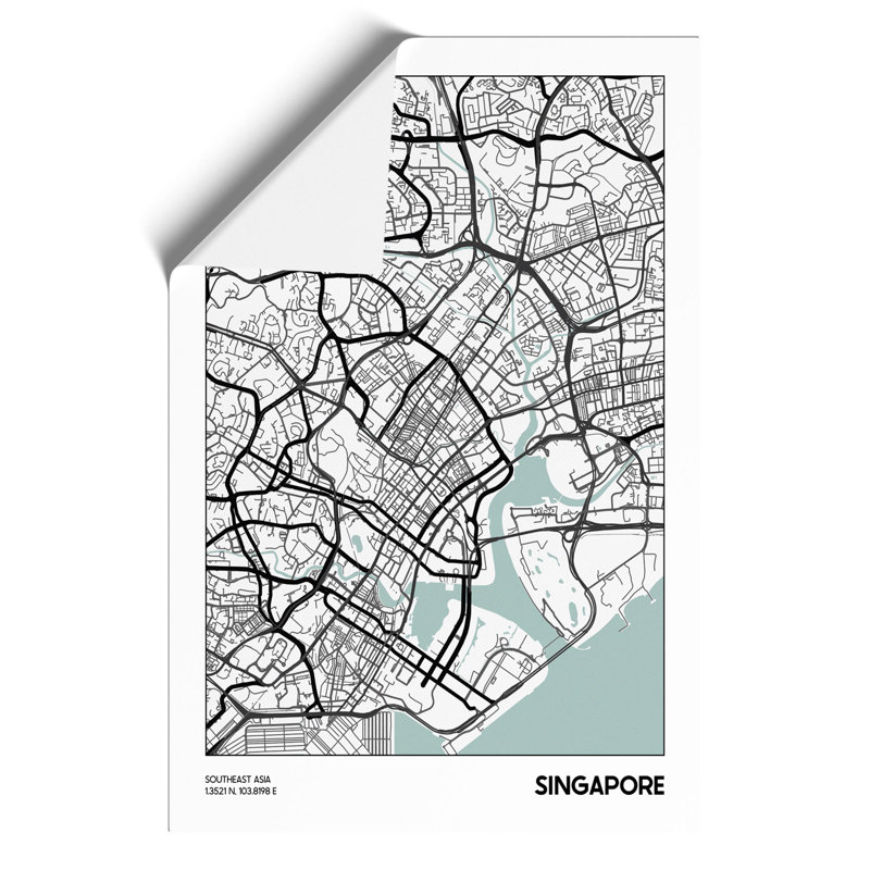 Map Singapore ASIA - Frameless Print, 30cm H x 21cm W x 0.1cm D