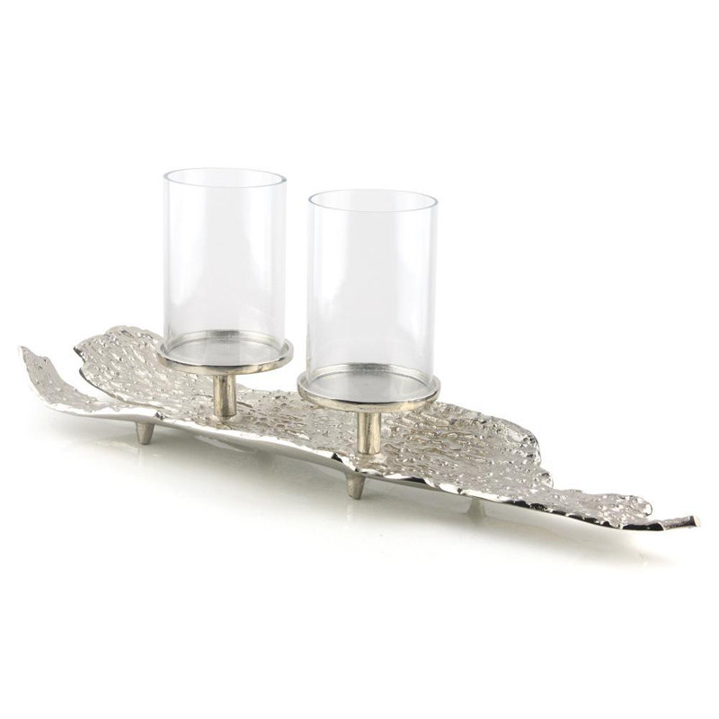 Metal Tabletop Hurricane, Silver, Small