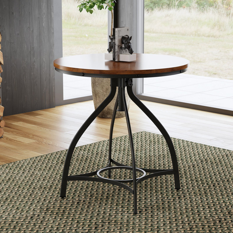 Kerome Round Adjustable Bar Table, Brown