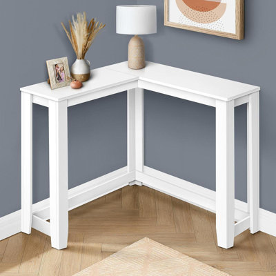 Accent Table, Console, Entryway, Narrow, Corner, Living Room, Bedroom, White Laminate, Contemporary, Modern