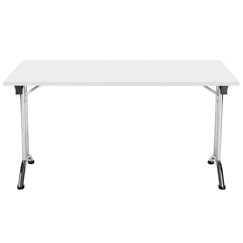 Buariki Rectangle Modular Training Table, 72.5cm H x 140cm W x 80cm D, White, Chrome