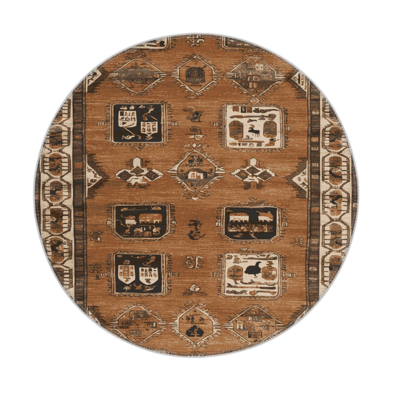 Turkish Brown Indoor and Outdoor Area Rug, Rectangle 5' x 7'