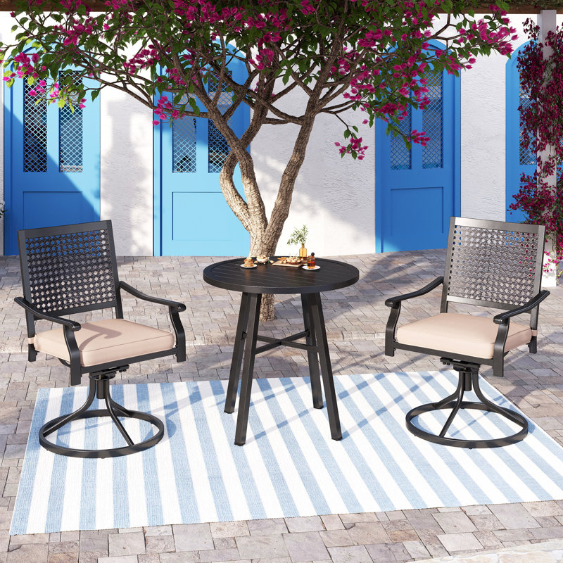 Argyri 2 - Person Patio Dining Set with Round Table , Cushions Included