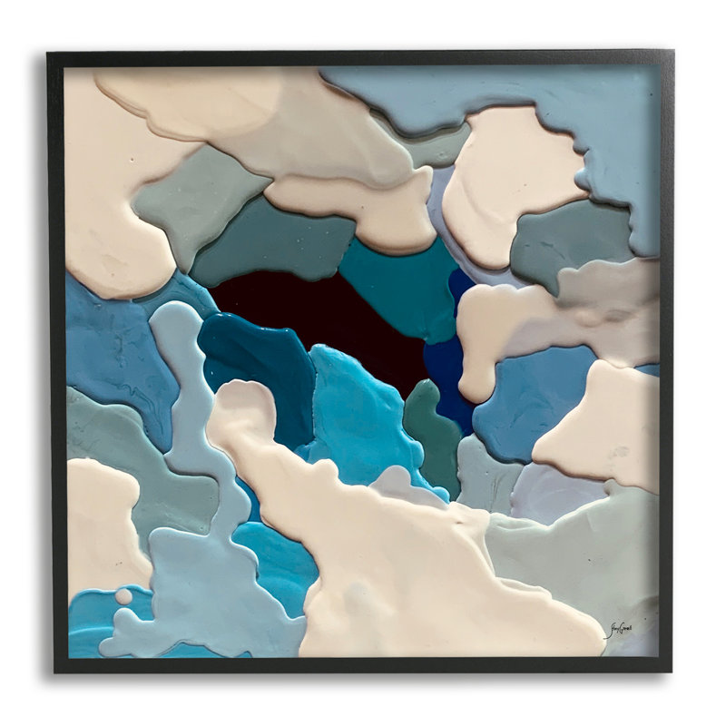 " Abstract Irregular Shapes Complex Layered Dripped Paint " by Stacy Gresell Painting Print, Black, 12" H x 12" W x 1.5" D