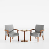 Fabric Accent Arm Chair Set of 2 with Round Wood Table