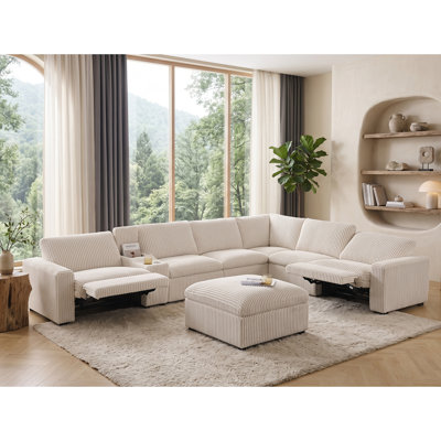 Canapé modulaire en velours côtelé de 168,5 po avec rangement sans fil Josilyn