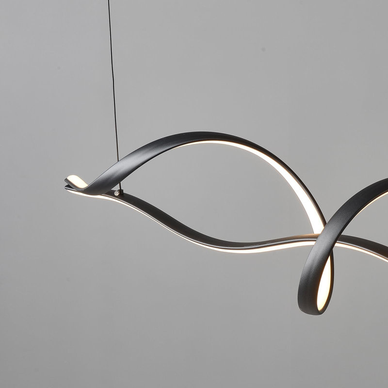 Luminaire suspendu pour îlot de cuisine 2 lumières DEL Fanchet, Noir mat, 43.3" W