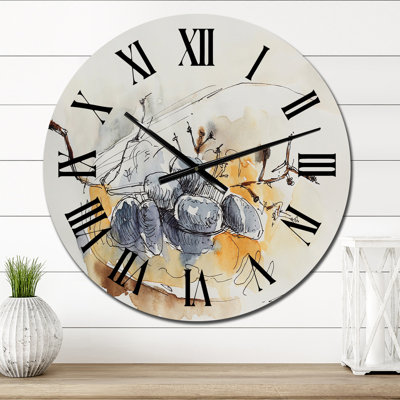 Dark Blue Grapes on An Orange Plate - Farmhouse Wall Clock