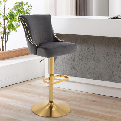 Tabouret de bar rotatif à hauteur réglable avec structure en métal Jiar 