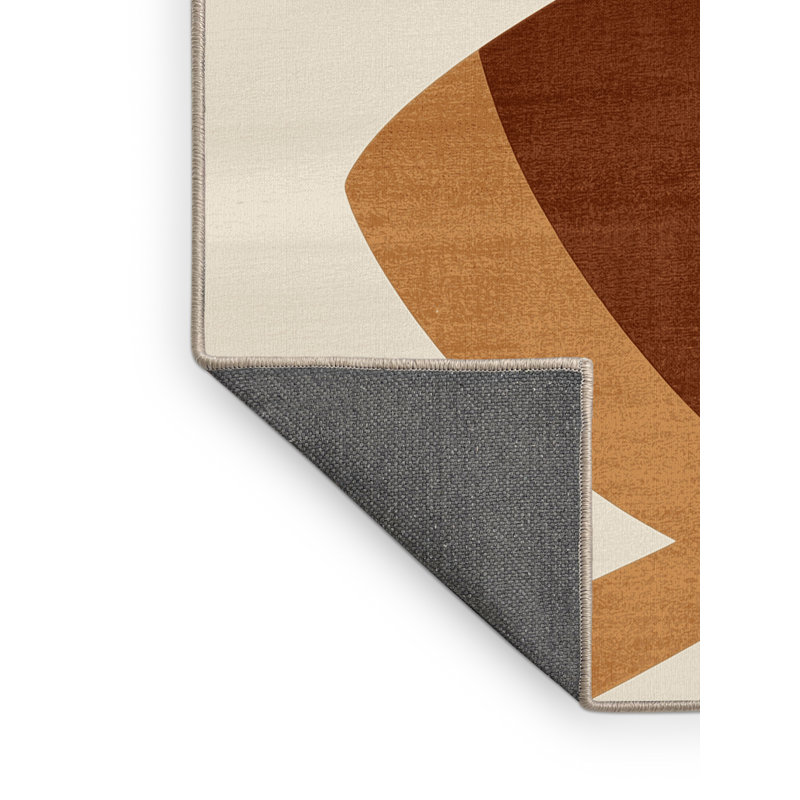 Tapis de couleur unie moelleux et moderne à motif de tasse à café Buschwick - reliure beige, 5 x 7