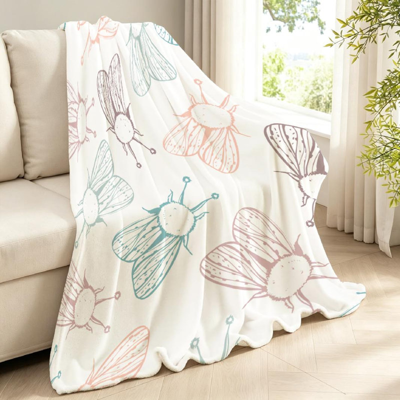 Jeté en molleton transparent ultra doux, imprimé mite d'été, Jeté 40 po x 50 po
