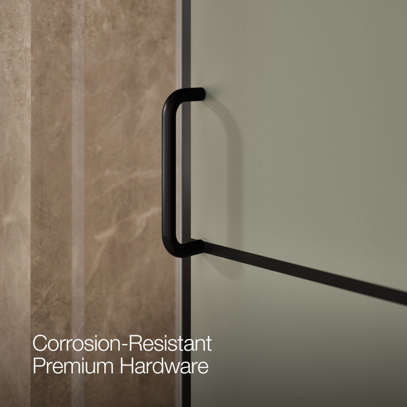 Elate Sliding Shower Door, 70-1/2-In H X 50-1/4 - 53-5/8-In W, With 1/4-In Thick Frosted Glass With Rectangular Grille Pattern