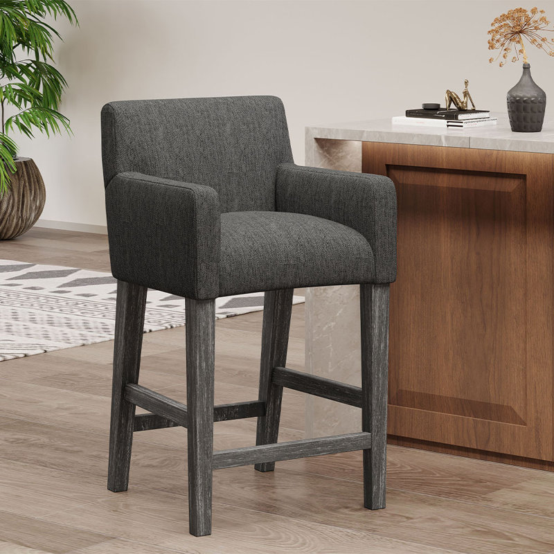 Upholstered Counter Height Barstools, Counter Stool (26” Seat Height), Charcoal/Gray, 1
