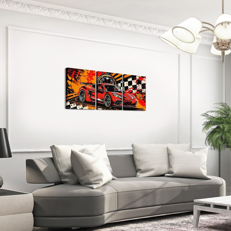 Art rétro encadré de voiture de course, affiche de voiture de sport, impression d'art pour chambre à coucher pour garçons, sports extrêmes, vitesse sur toile, peinture noire et blanche, tableau de bord, tableau de bord, décorations