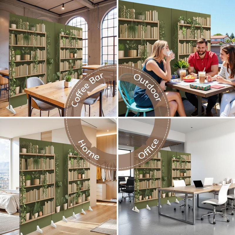 6 panneaux de paravent pliant paravent Royal intérieur verdure bibliothèque plantes en pot Cascade Vignes, Color 13