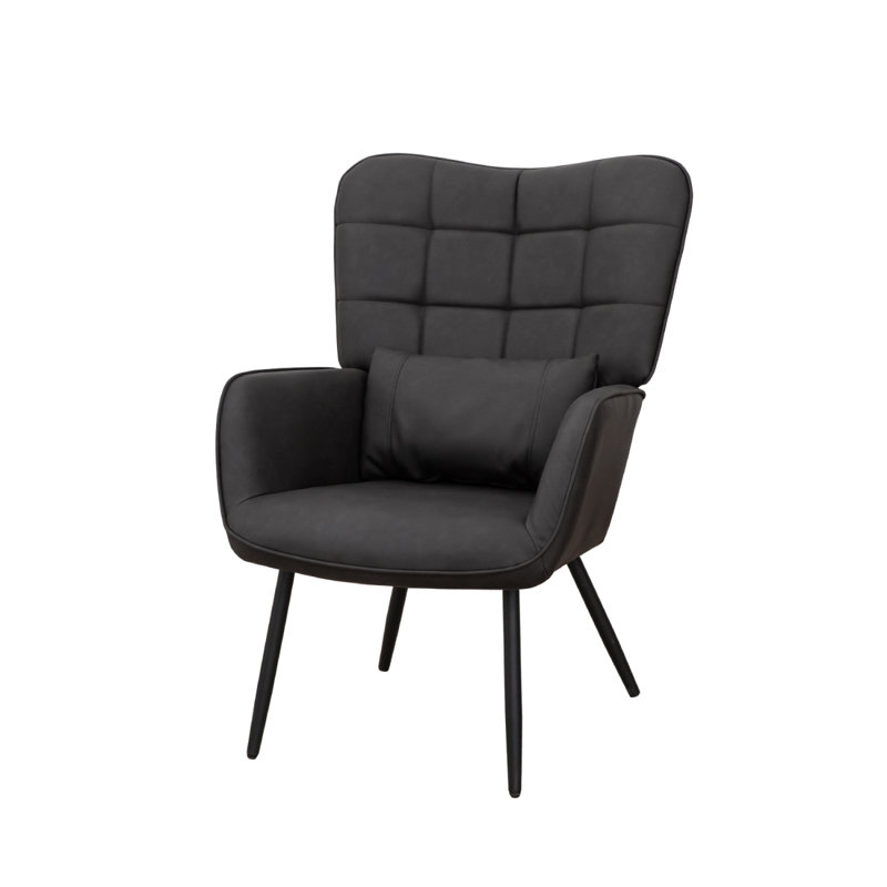 Comfortable Modern Armchair with Sturdy Metal Legs and Soft Padding for Various Rooms, Black, 30.2" H x 27.4" W x 30.5" D