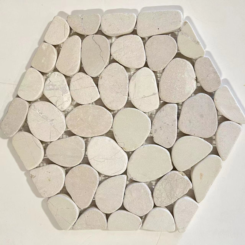 Mosaïque plate blanche en nid d'abeille 9,84 po x 11,81 po