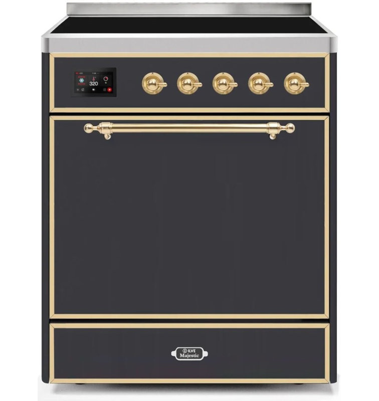 ILVE Majestic II 30 in Induction Range, Graphite Matte/Brass