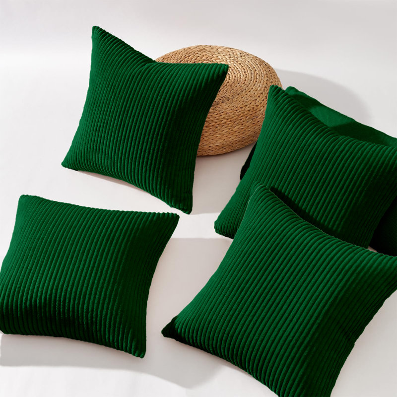 Striped Square Cushion Pad, Emerald