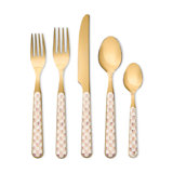 Mocha Check Bistro Flatware 5 Piece Place Setting