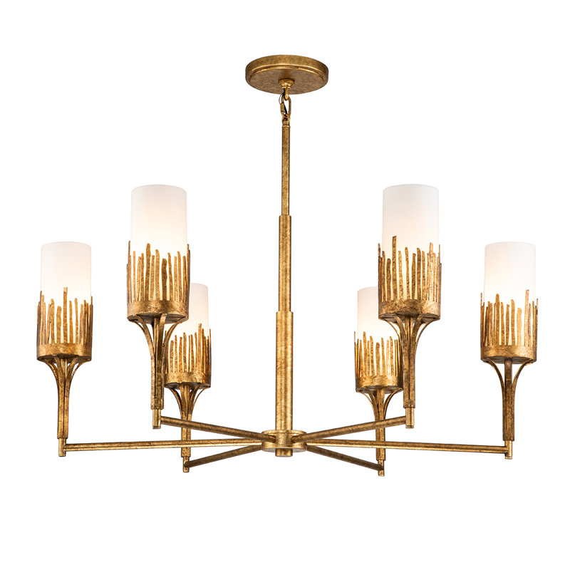 Sawgrass 6 - Light Chandelier, Gold Leaf