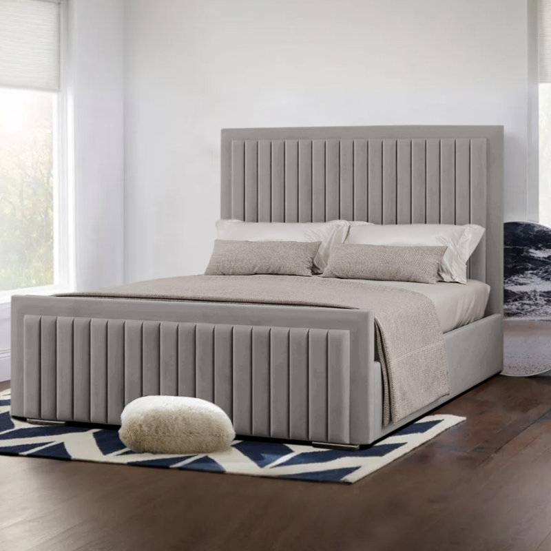 Upholstered Bed, Double (4'6), Grey