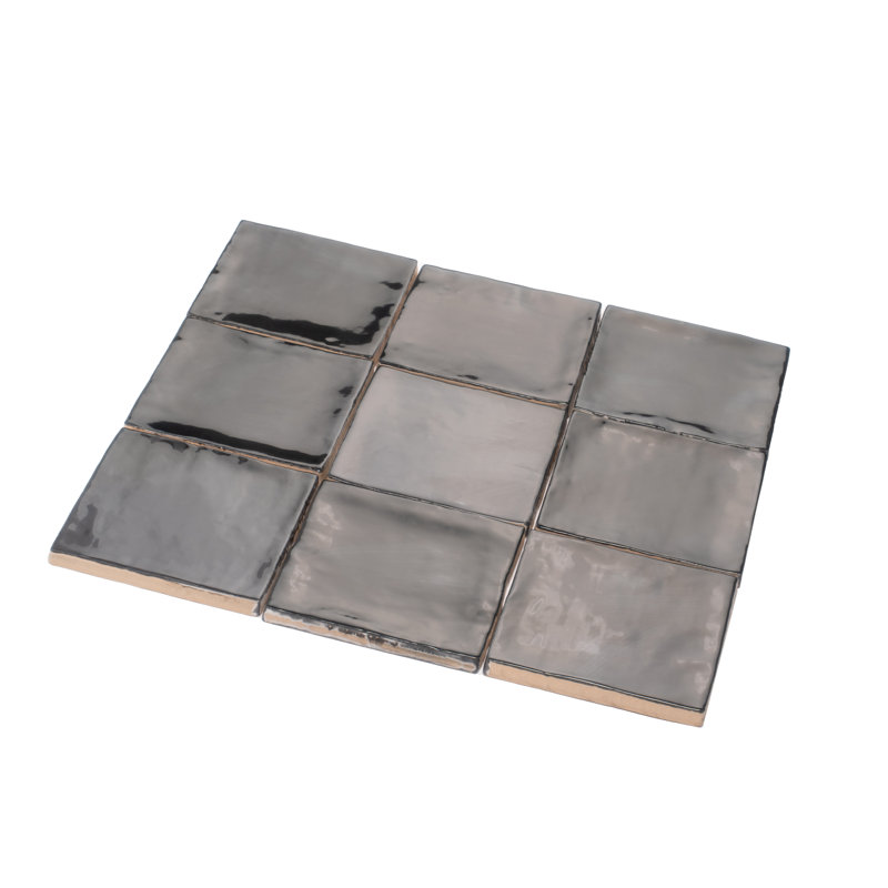 Carrelage de sol carré en céramique brillante 3,94 po x 3,94 po Silken (6,48 pieds carrés / caisse) (paquet de 60), Noir