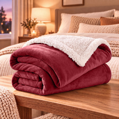 Jeté réversible en molleton Sherpa avec flanelle Microplush douce, jeté toutes saisons pour lit et canapé