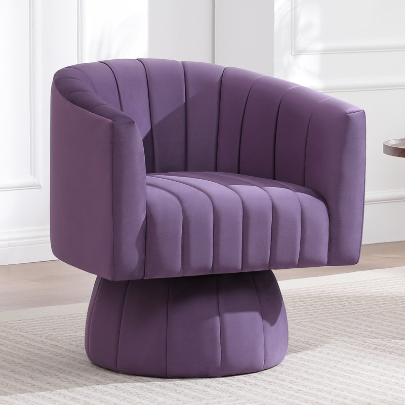 Fauteuil demi-tonneau pivotant 28 po, Velours mauve