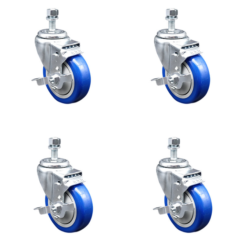Polyurethane 10MM Threaded Stem Caster with Brake