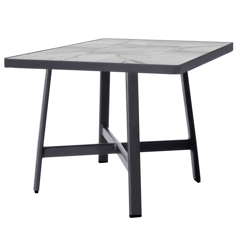 Marin Outdoor Square Side Table, Pallazo White, Graphite