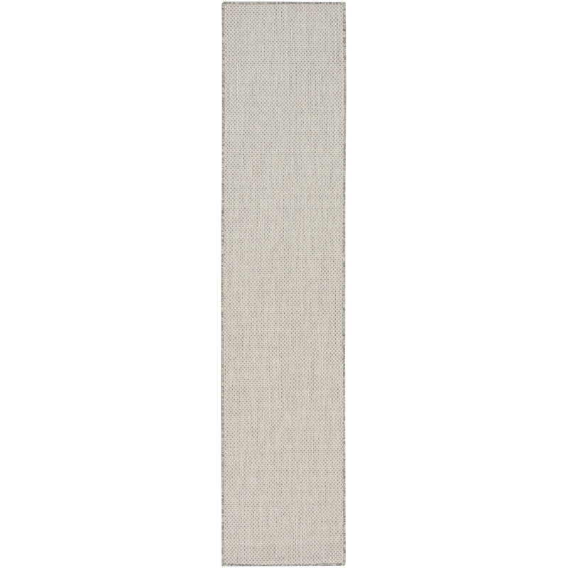 Tapis intérieur / extérieur ivoire / argent Anastasia, Tapis de couloir 2 pi 2 po x 20 pi