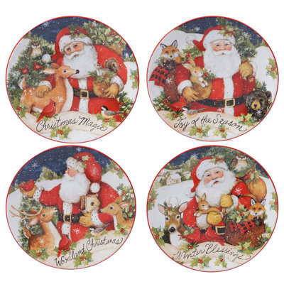 Ensemble de 4 assiettes à dessert certifiées International Magic of Christmas Santa