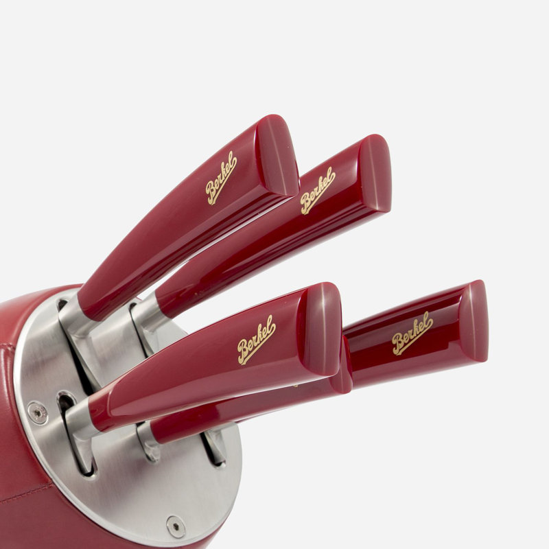 Berkel Elegance 6 Piece Stainless Steel Knife Block Set, Red